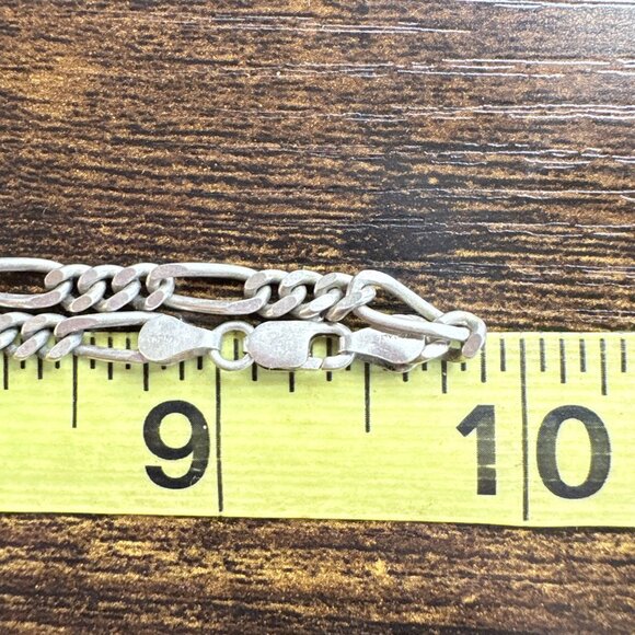 Sterling Silver 925 Multi Stone Heart Figaro Chain Pendant Necklace 19.5" Length - Picture 10 of 14